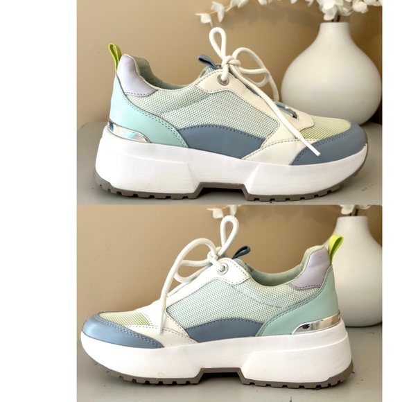 MICHAEL MK Platform Sneaker Pastel Blues and Silver Size 7 EUC - Picture 8 of 15